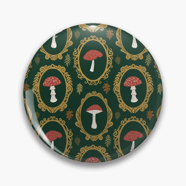 Item preview, Forest Floor-Toadstool Mushrooms in Vintage Oval Frames-Dark Green designed and sold by ashandinkstudio.