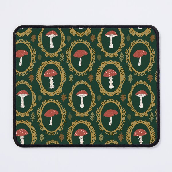 Item preview, Forest Floor-Toadstool Mushrooms in Vintage Oval Frames-Dark Green designed and sold by ashandinkstudio.