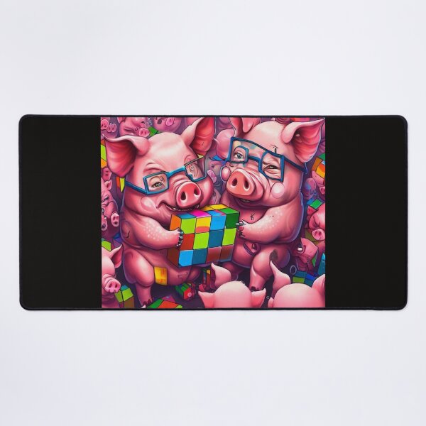 Artikelvorschau, Rosa tätowierte Schweine mit Brille stellen sich einer bezaubernden Zauberwürfel-Herausforderung entworfen und verkauft von ZefbrixFastvale.