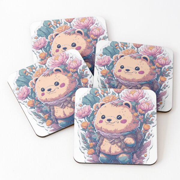 Item preview, Adorable baby bear among beautiful flowers designed and sold by Natcharee.