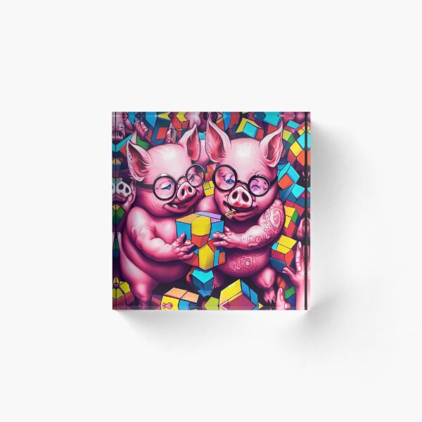 Item preview, Entintados e inteligentes: lechones rosas con gafas conquistan un fantástico cubo de Rubik designed and sold by ZefbrixFastvale.