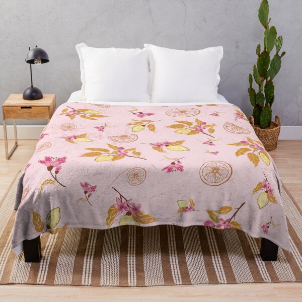 Item preview, Hand Drawn Lemon branches in pink magenta gold yellow mustard food floral citrus spring summer kitchen nursery feminine traditional children apparel designed and sold by Jean-Pham.