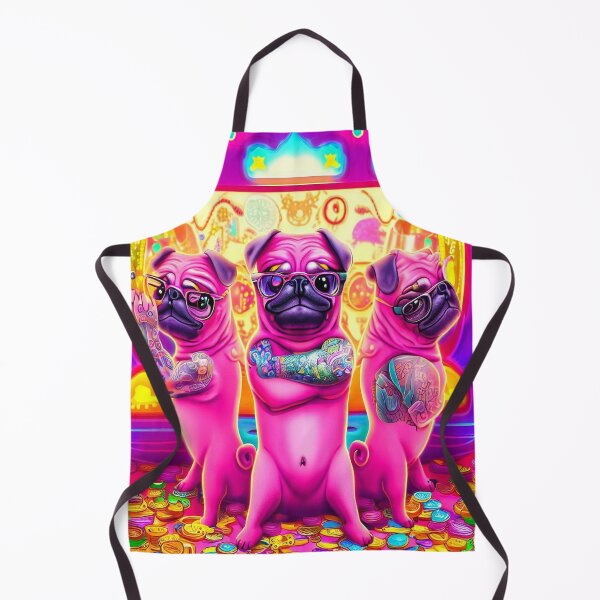 Item preview, Inked and Immersed: Pink Pug Trio Engages in Gaming Bliss Surrounded by Rich Tokens designed and sold by OdielleRbeam.