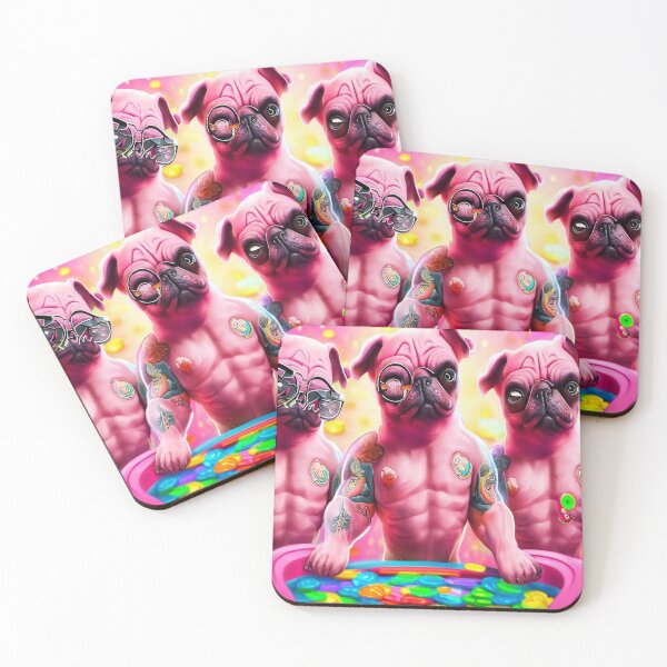Item preview, Pug-Powered Pixels: Colorful Tattooed Pugs Embark on a Coin-Filled Gaming Extravaganza designed and sold by OdielleRbeam.