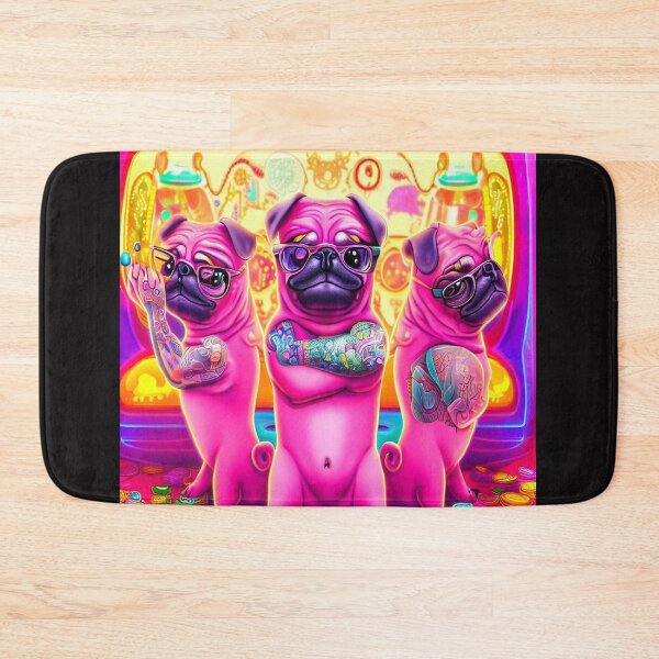 Item preview, Inked and Immersed: Pink Pug Trio Engages in Gaming Bliss Surrounded by Rich Tokens designed and sold by OdielleRbeam.