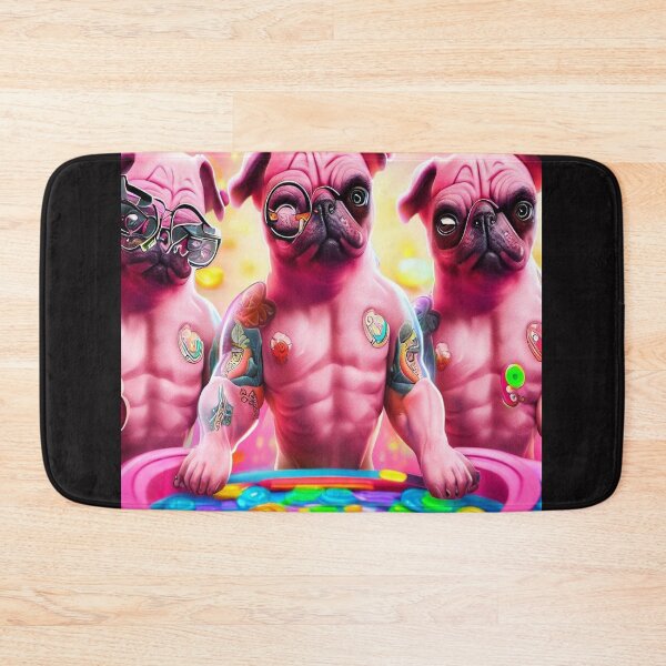 Item preview, Pug-Powered Pixels: Colorful Tattooed Pugs Embark on a Coin-Filled Gaming Extravaganza designed and sold by OdielleRbeam.