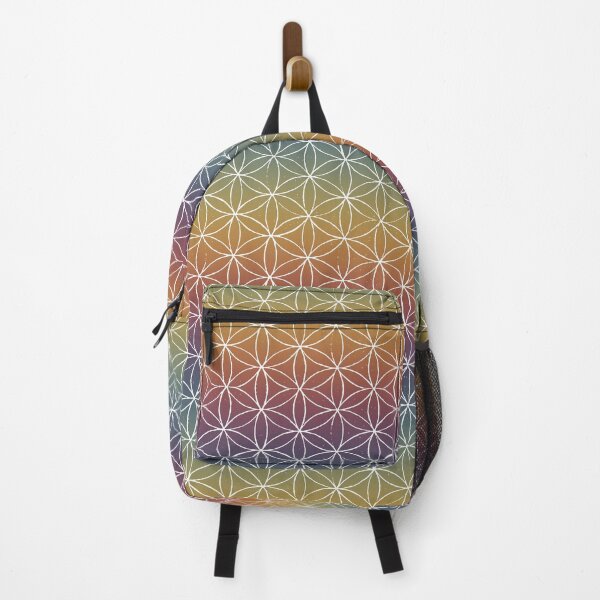 Artikelvorschau, Flower of Life Linocut Pattern - Rainbow Sunset + Snow entworfen und verkauft von Irene Estelle.