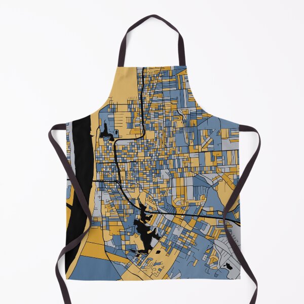 Aperçu de l'œuvre Modèle de carte de Baton Rouge en bleu et or créée et vendue par PatternMaps.