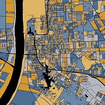 Artwork thumbnail, Baton Rouge Map Pattern in Blue & Gold by PatternMaps