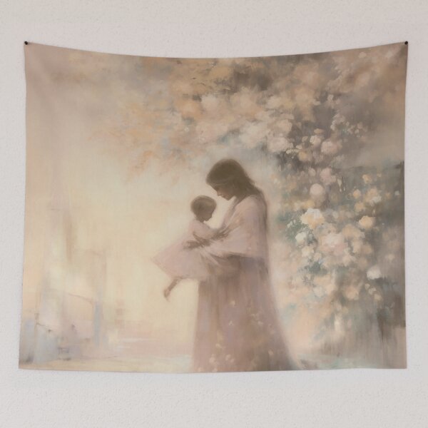 Item preview, Coquette aesthetic vintage painting of a mom and child designed and sold by Coquette Art.