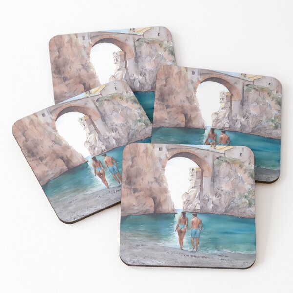Item preview, Pintura de paisaje de playa inspirada en la playa Furore Italia designed and sold by Tamas Das.