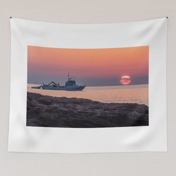 Item preview, Fishing Boat on the Mediterranean Sea at Sunset designed and sold by Jon Shore.