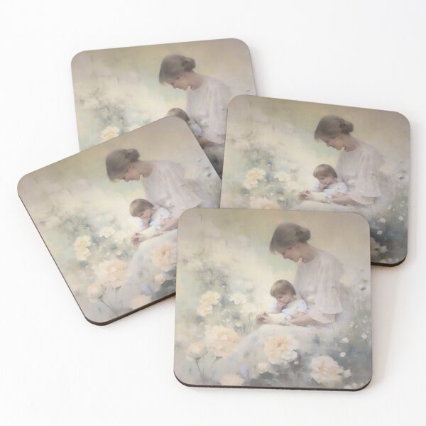 Item preview, Coquette aesthetic vintage painting of a a mom and baby designed and sold by Coquette Art.