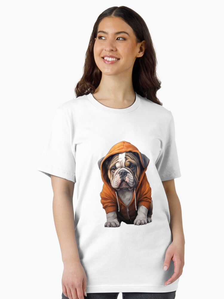 English Bulldog Puppy Orange Hoodie