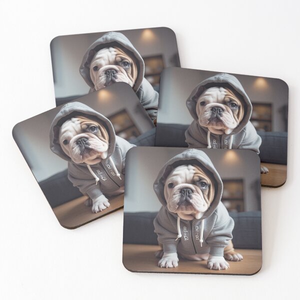 Item preview, Sudadera con capucha gris Bulldog Inglés Cachorro designed and sold by jaredmcwhae.