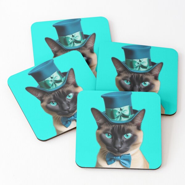 Item preview, Cat in a turquoise blue top hat designed and sold by Glamalt.