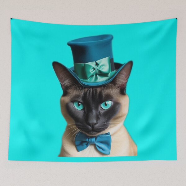 Item preview, Cat in a turquoise blue top hat designed and sold by Glamalt.