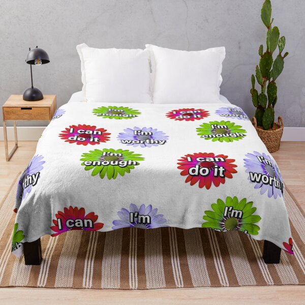 Item preview, I can do it, I'am enough, I'm worthy flowers. | Red flower, purple flower, green flower. designed and sold by Growthmind7.