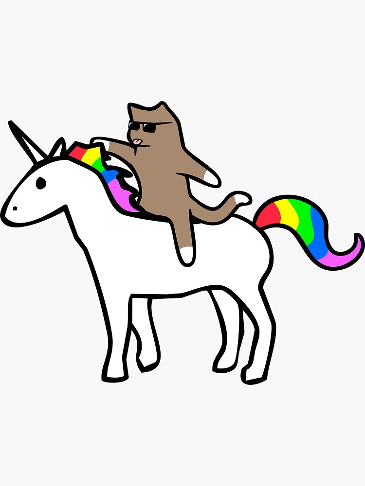 "Cat Riding Unicorn" Sticker for Sale by jezkemp | Redbubble