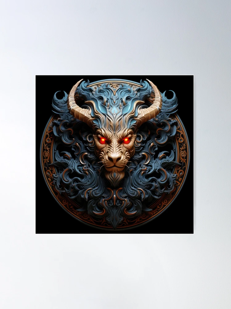 Download Menacing Blue Demon with Horns and Spiky Crown PNG Online -  Creative Fabrica