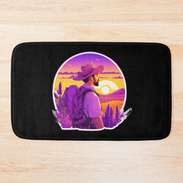 Item preview, Explorer Watching Retro Sunset over Lavender Field designed and sold by Ridiculam Toga.