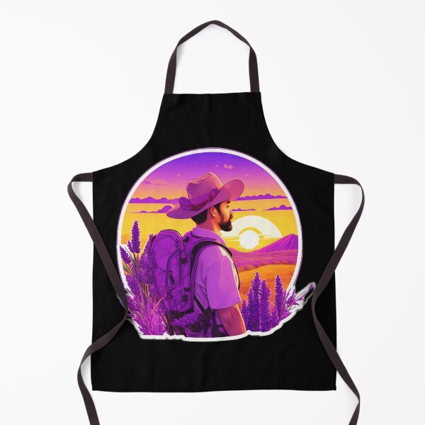 Item preview, Explorer Watching Retro Sunset over Lavender Field designed and sold by Ridiculam Toga.