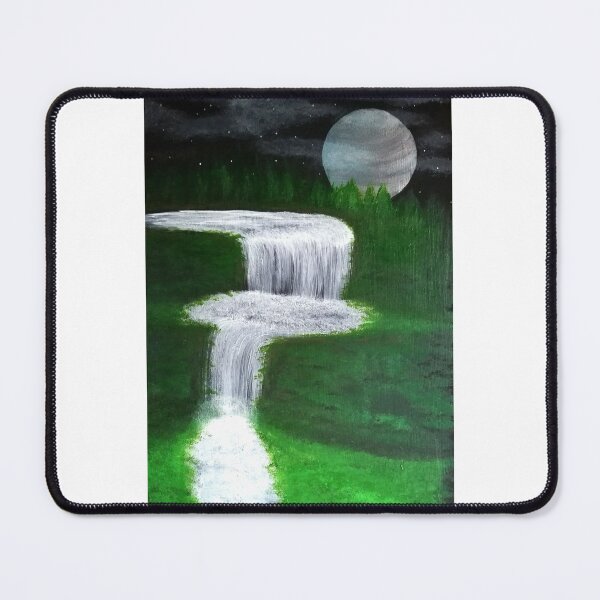 Item preview, Waterfall in the forest at night designed and sold by cloude-vigal.