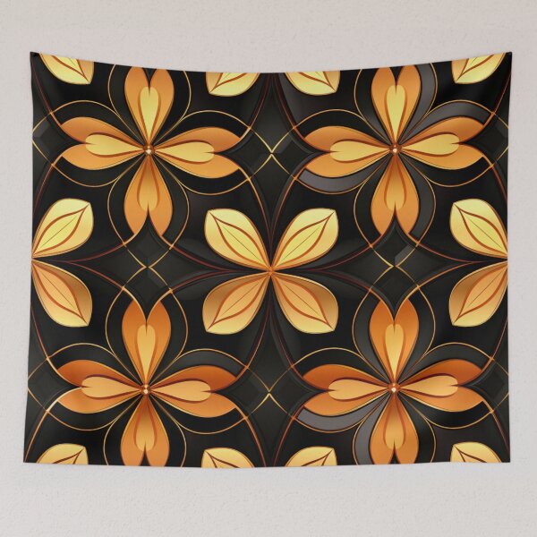 Item preview, Colorful fantasy pattern orange gold yellow black ornament mesh designed and sold by G-M-Designs.