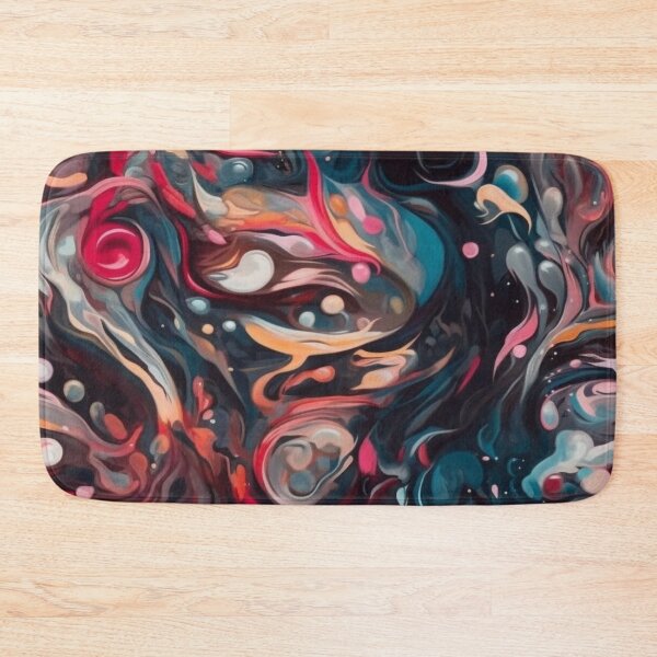 Item preview, "Liquid Dreams: Intricate Figures Amidst Dark Teal and Pink Swirls" designed and sold by WhiteWolfe0127.