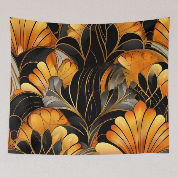 Item preview, Colorful fantasy pattern orange gold yellow black ornament mesh designed and sold by G-M-Designs.