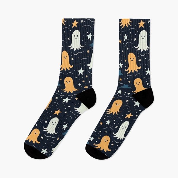 Item preview, Cute smiling ghosts in the halloween night sky  designed and sold by NikkofTime.