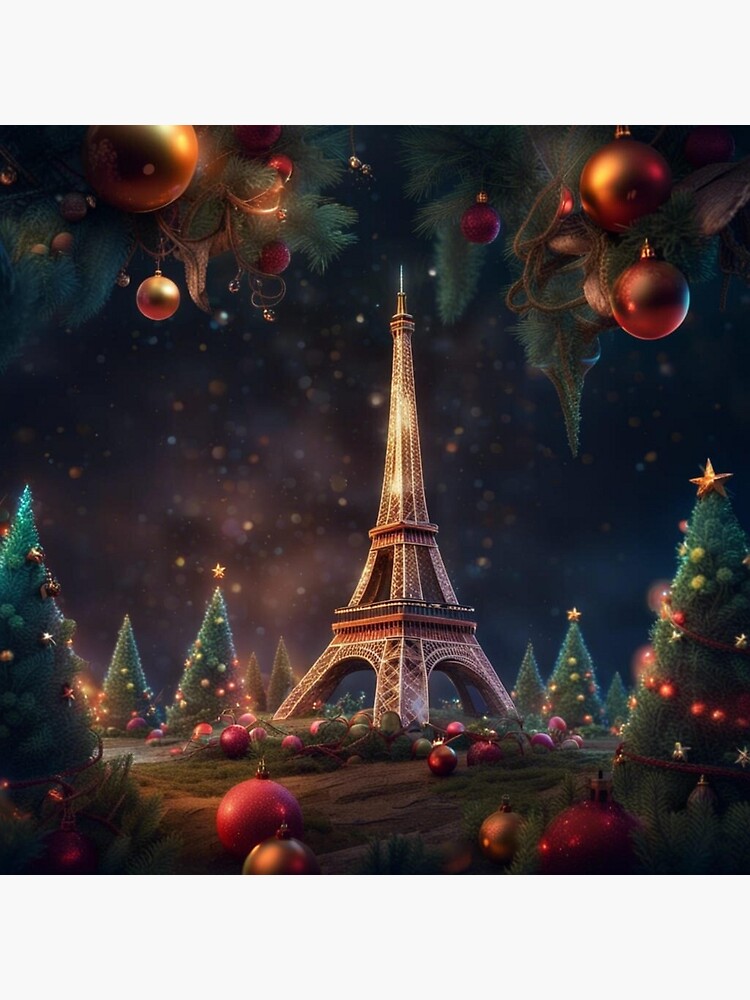 ARTCANVAS Paris France online Eiffel Tower Christmas Holliday Lights Dark Night Canvas Art Print