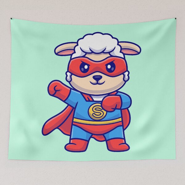 Item preview, "Superhero Sheep: Cute Carto"Superhero Sheep: Cute Cartoon Vector Icon Illustration of a Heroic Animal"on Vector Icon Illustration of a Heroic Animal" designed and sold by hjian8219.