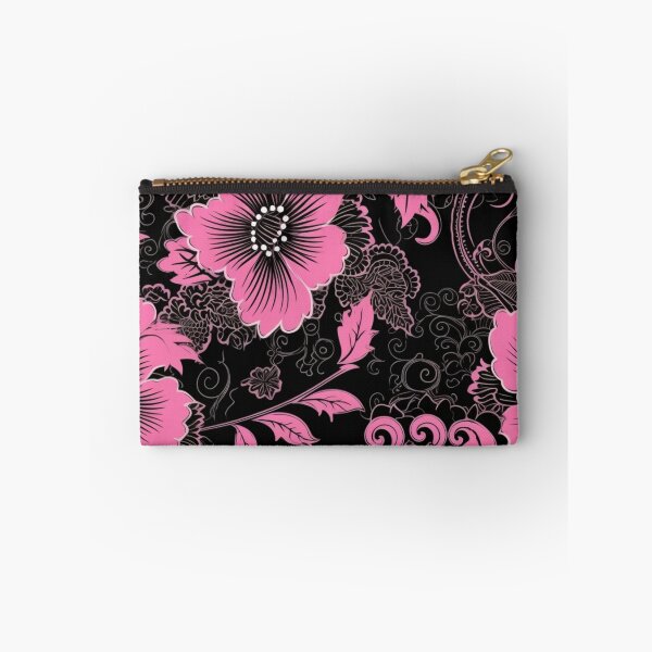 Artikelvorschau, Buntes Fantasiemuster pink schwarz Blüten Spitze Ornamente entworfen und verkauft von G-M-Designs.