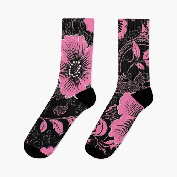 Artikelvorschau, Buntes Fantasiemuster pink schwarz Blüten Spitze Ornamente entworfen und verkauft von G-M-Designs.