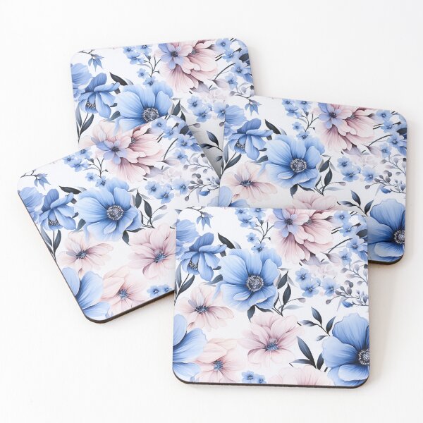 Item preview, Pink and Blue Floral Digital Image designed and sold by RestingLioness.