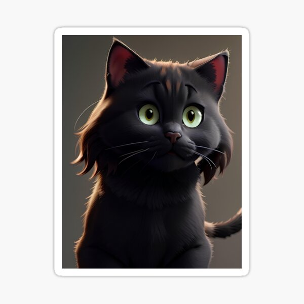 Fat Black Cat Sticker, 3 Fatty Kitty, Fat Cat, Black Cat, Cute