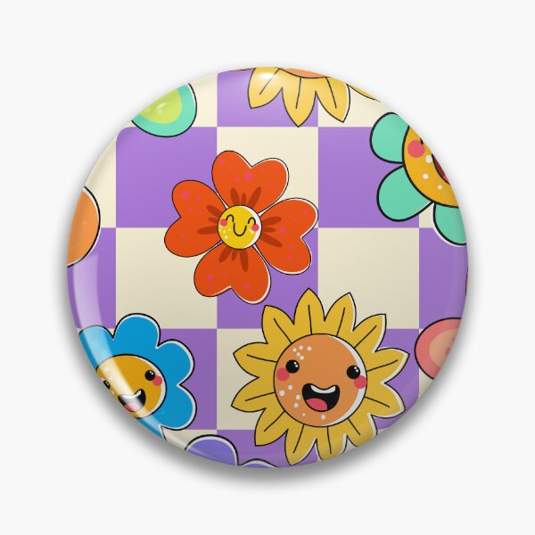 Item preview, Purple Plaid Hippie Floral Smiley designed and sold by MaiZephyr.