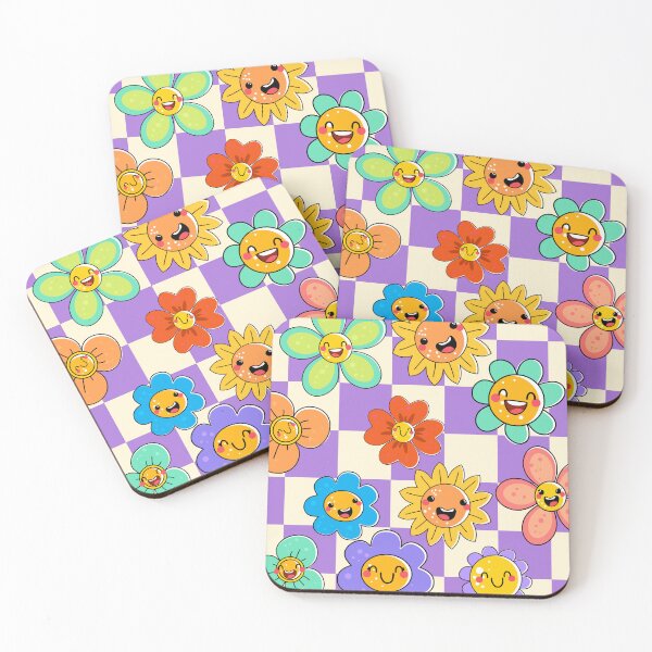 Item preview, Purple Plaid Hippie Floral Smiley designed and sold by MaiZephyr.