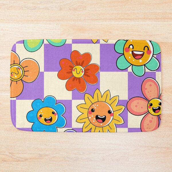 Item preview, Purple Plaid Hippie Floral Smiley designed and sold by MaiZephyr.