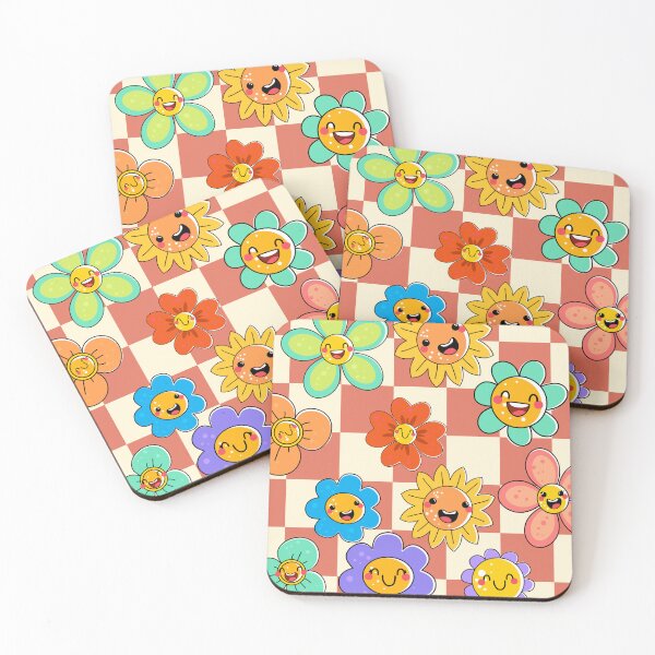Item preview, Trippy Terracotta Plaid Smiley Floral  designed and sold by MaiZephyr.