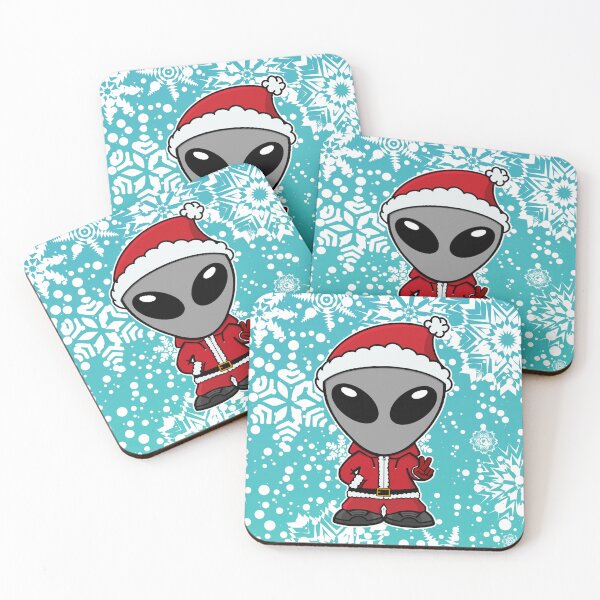 Item preview, Santa Gray Space Alien with winter themed background designed and sold by SpaceAlienTees.