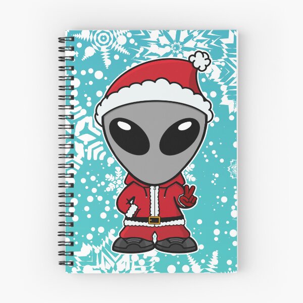 Artikelvorschau, Santa Grey Space Alien mit winterlichem Hintergrund entworfen und verkauft von SpaceAlienTees.