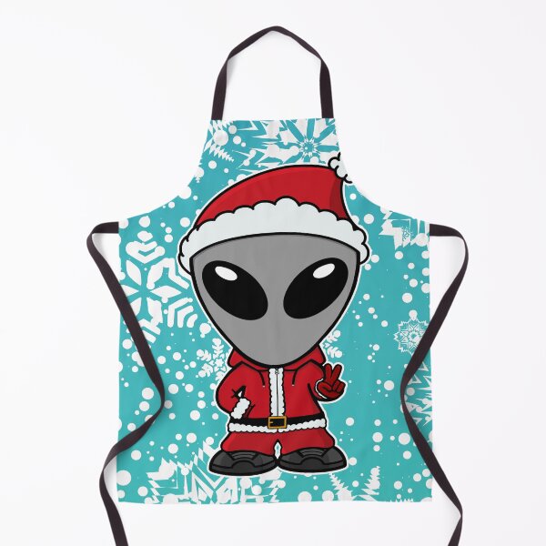 Item preview, Santa Gray Space Alien with winter themed background designed and sold by SpaceAlienTees.