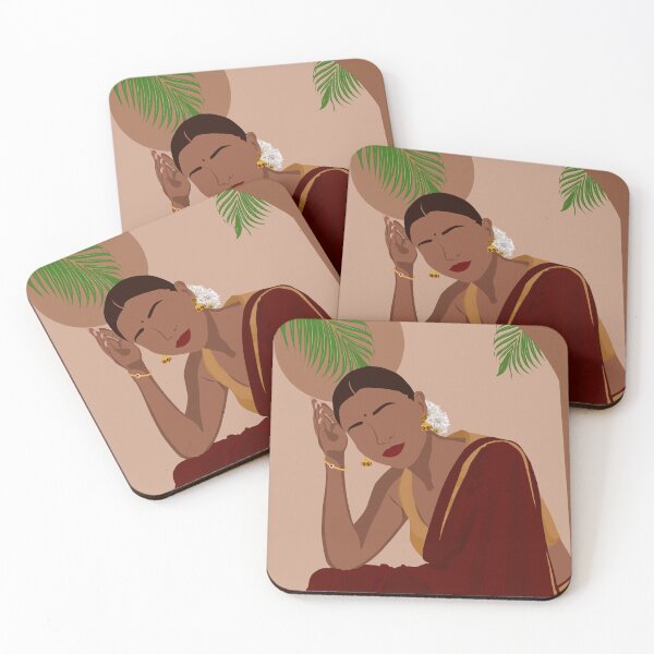 Item preview, Indian Woman in Brown saree  designed and sold by ThePurplePrints.