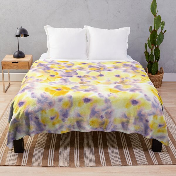 Item preview, ABSTRACT YELLOW PURPLE WATERCOLOR FLORALS designed and sold by blomastudios.