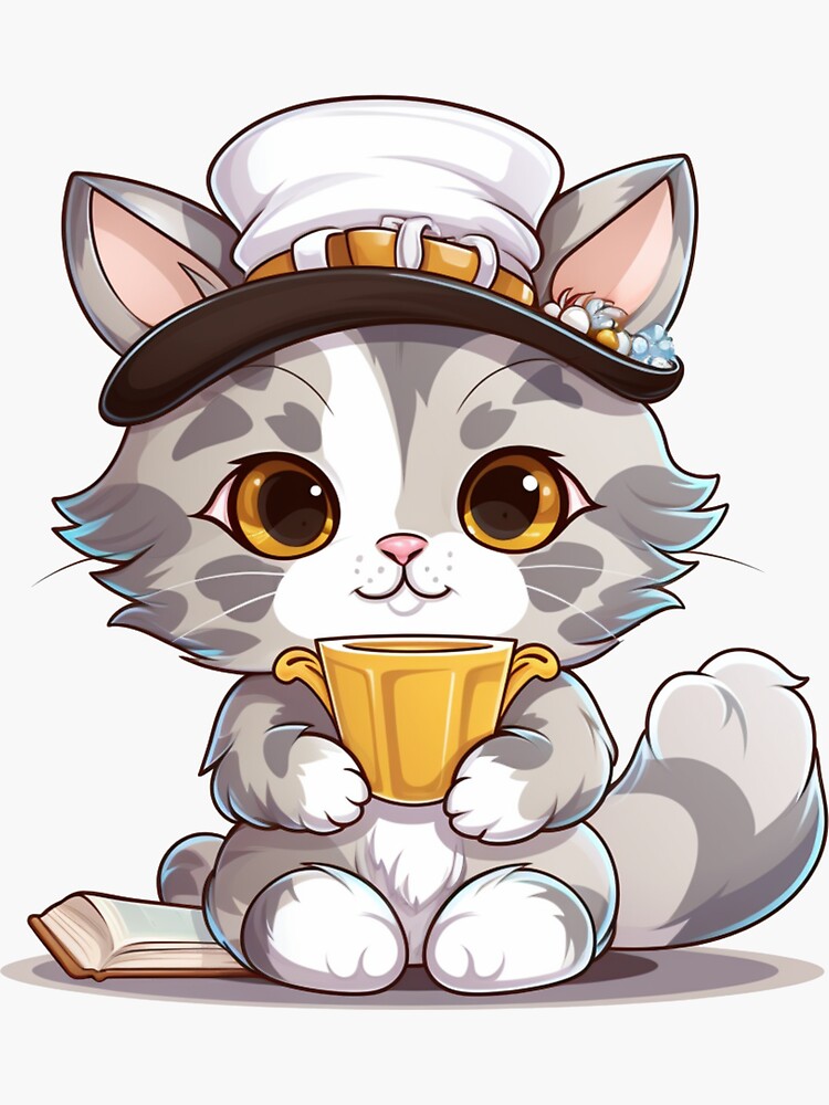 Cute cat with a Cap - Cool Cat - Sticker