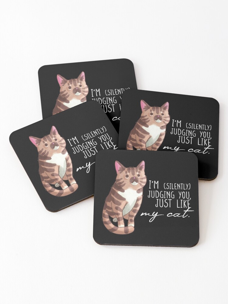 I'm judging you - Tabby cat Coasters (Set of 4) for Sale by FelineEmporium