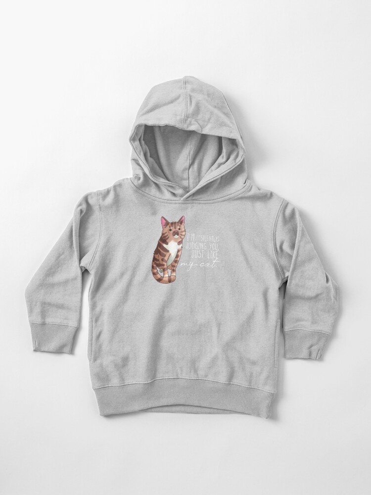 Toddler Pullover Hoodie, I’m judging you - Tabby cat designed and sold by FelineEmporium