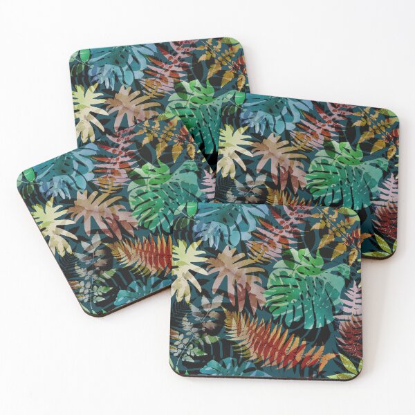 Item preview, Dark tropical watercolor leaves. Night colorful jungle. Translucent exotic foliage. designed and sold by likapix.